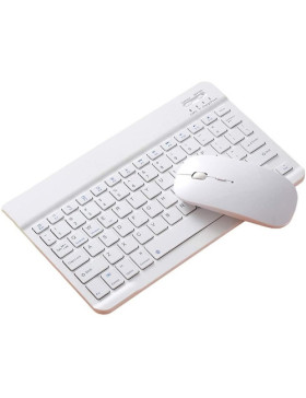 Kit Teclado e Mouse Bluetooth para Notebook Macbook Ipad Tablet Android Branco 